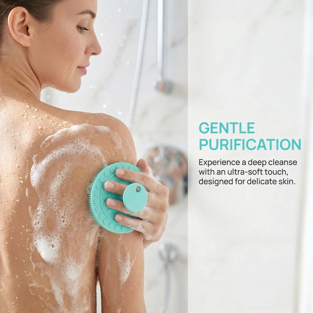 Soft Silicone Body Scrubber Brush – Gentle Exfoliating Shower Cleansing Massager