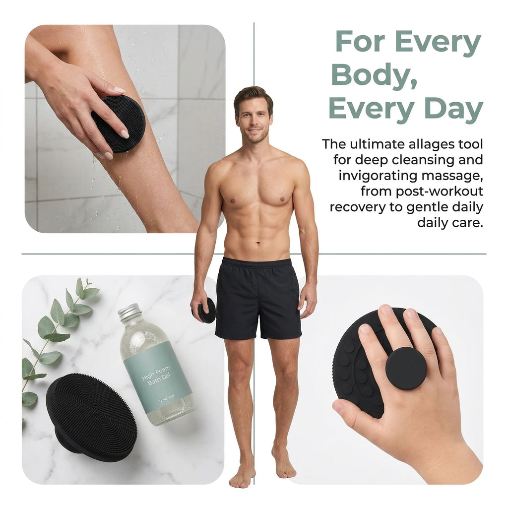 Soft Silicone Body Scrubber Brush – Gentle Exfoliating Shower Cleansing Massager