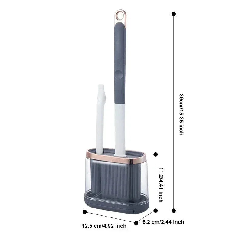 2-in-1 Silicone Toilet Brush with Holder – Wall-Mounted, Anti-Drip, Modern Bathroom Design