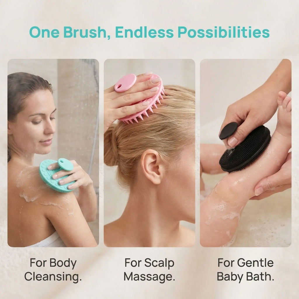 Soft Silicone Body Scrubber Brush – Gentle Exfoliating Shower Cleansing Massager
