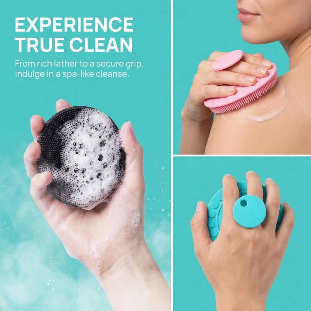 Soft Silicone Body Scrubber Brush – Gentle Exfoliating Shower Cleansing Massager